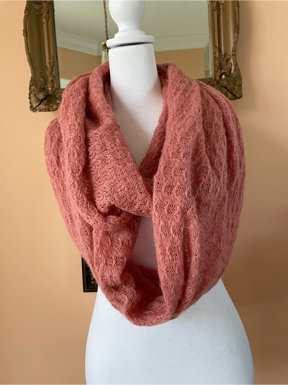 Soft Knit Infinity Wrap Circle Scarf - Dusty Rose